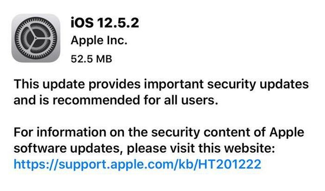鼎湖苹果手机维修分享iOS12.5.2发布，建议所有老苹果用户安装 